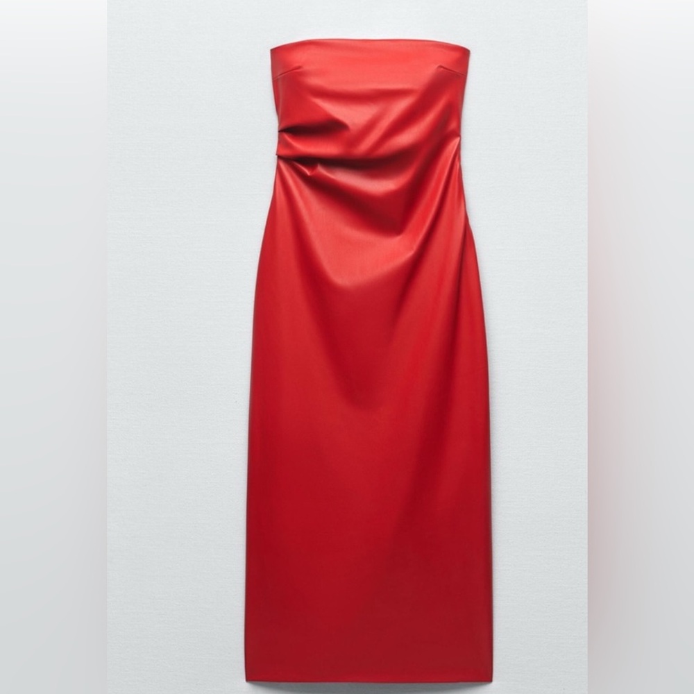RED FAUX LEATHER DRESS
